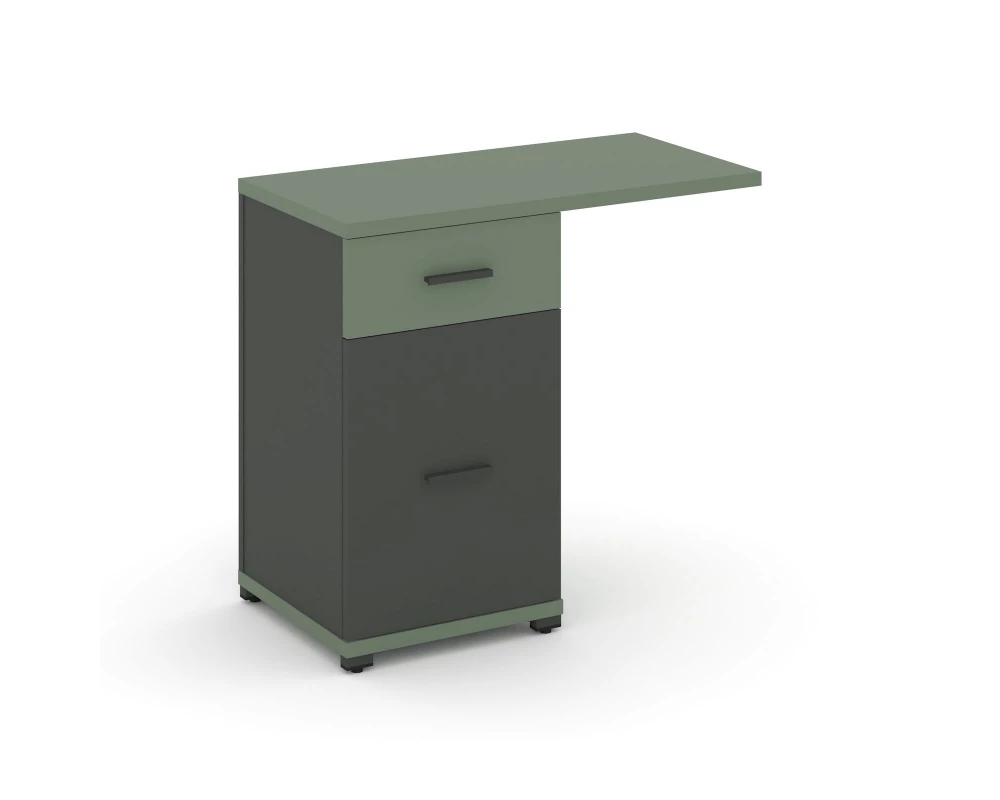 Тумба приставная узкая 1 ящ. 1 распаш. фасад со свесом CN.TUS-003 W 836x420x750 Concept