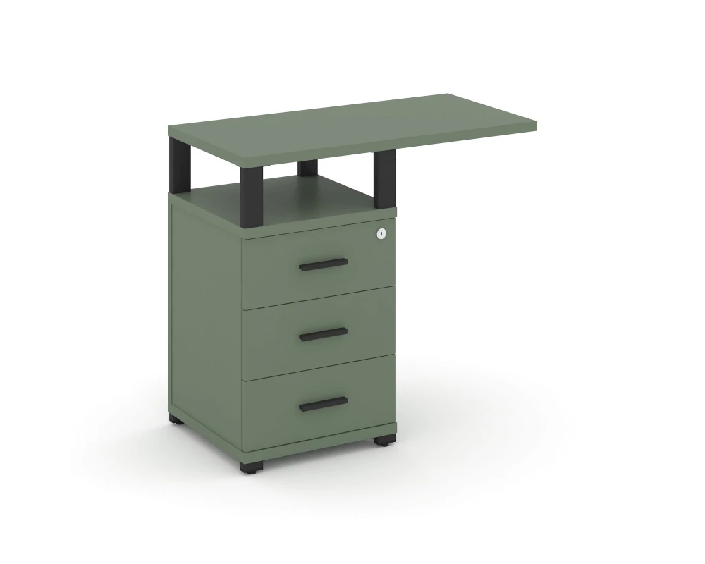 Тумба приставная узкая 3 ящ. со свесом. с надставкой широкой CN.TUS-002 B 836x420x750 Concept