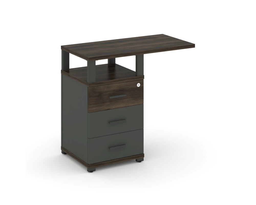 Тумба приставная узкая 3 ящ. со свесом. с надставкой широкой CN.TUS-002 W 836x420x750 Concept