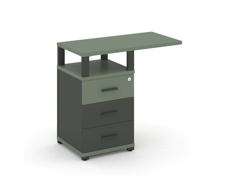 Тумба приставная узкая 3 ящ. со свесом. с надставкой широкой CN.TUS-002 W 836x420x750 Concept