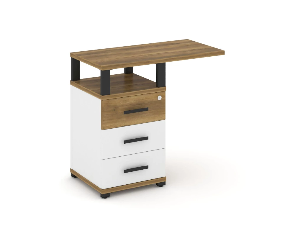 Тумба приставная узкая 3 ящ. со свесом. с надставкой широкой CN.TUS-002 W 836x420x750 Concept