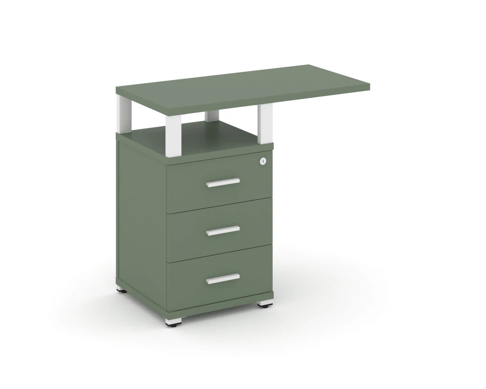 Тумба приставная узкая 3 ящ. со свесом. с надставкой широкой CN.TUS-002 W 836x420x750 Concept