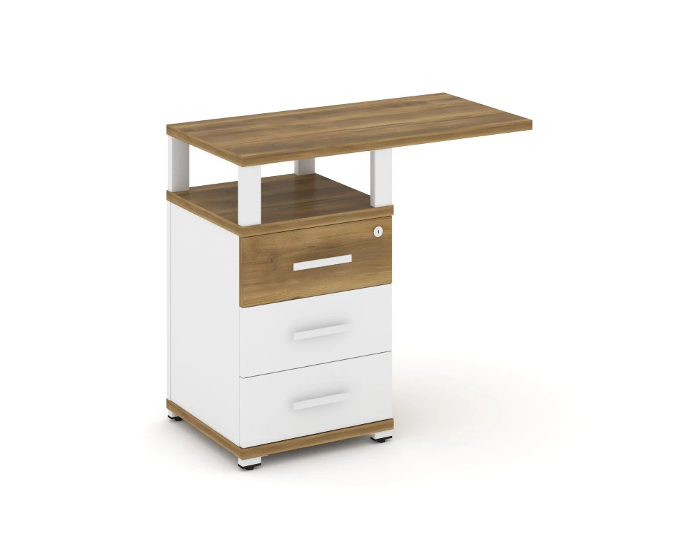 Тумба приставная узкая 3 ящ. со свесом. с надставкой широкой CN.TUS-002 W 836x420x750 Concept