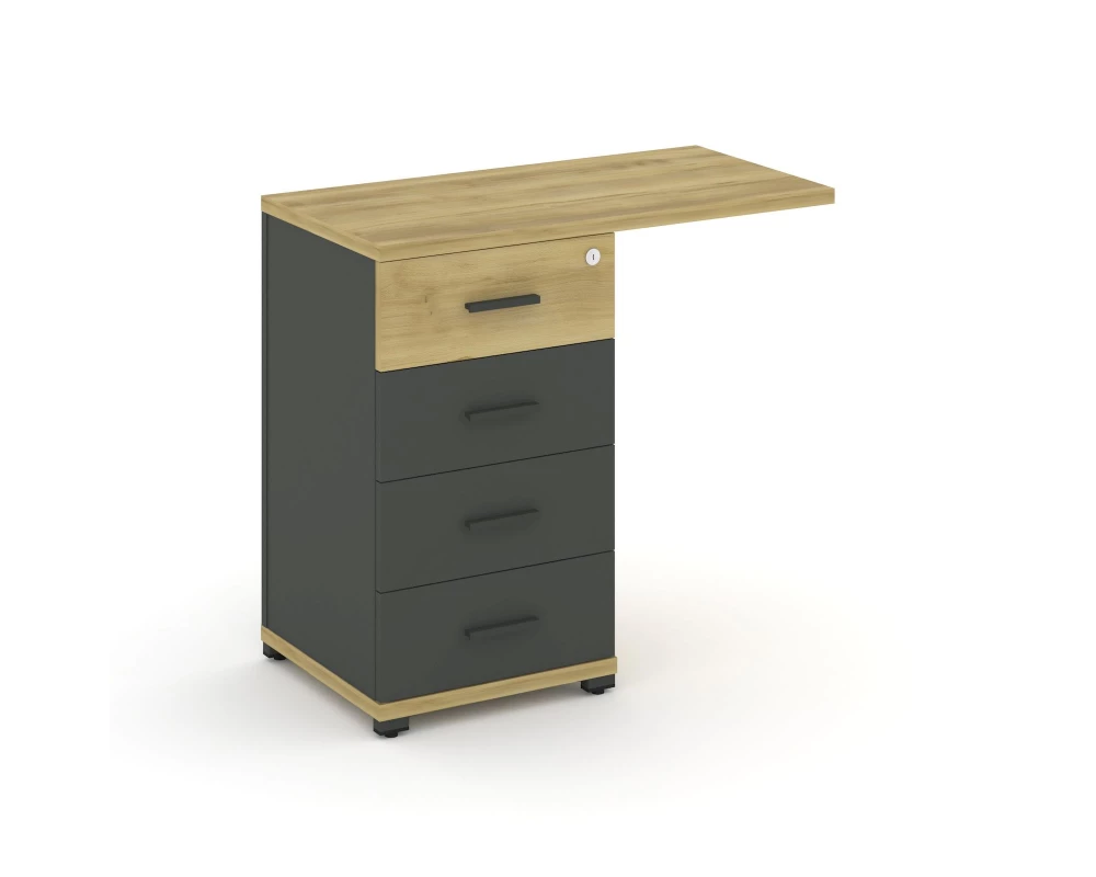 Тумба приставная узкая со свесом 4 ящ. CN.TUS-001 W 836x420x750 Concept