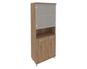 Шкаф высокий широкий 2 низкие двери ЛДСП 2 низкие двери стекло First images