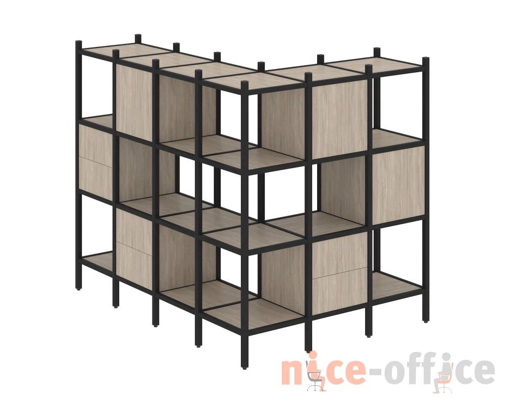 Угловой внешний стеллаж наборный L-52 1694x1278x1458 Лофт / Loft