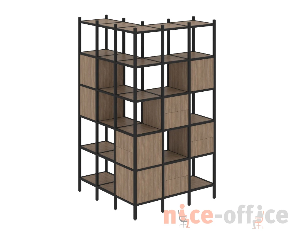 Угловой внешний стеллаж наборный L-53 1278x1278x2280 Лофт / Loft