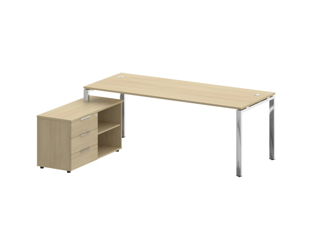 Стол рабочий руководителя с опорной тумбой левый 2100x1620x750 Метал Систем Директ / Metal System Direct