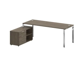 Стол рабочий руководителя с опорной тумбой левый 2100x1620x750 Метал Систем Директ / Metal System Direct images