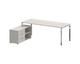 Стол рабочий руководителя с опорной тумбой левый 2100x1620x750 Метал Систем Директ / Metal System Direct images