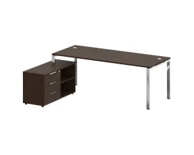 Стол рабочий руководителя с опорной тумбой левый 2100x1620x750 Метал Систем Директ / Metal System Direct images