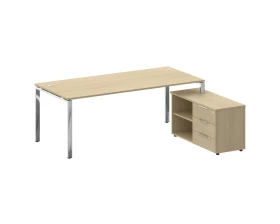 Стол рабочий руководителя с опорной тумбой правый 2100x1720x750 Метал Систем Директ / Metal System Direct images