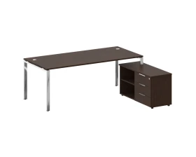 Стол рабочий руководителя с опорной тумбой правый 2100x1720x750 Метал Систем Директ / Metal System Direct images