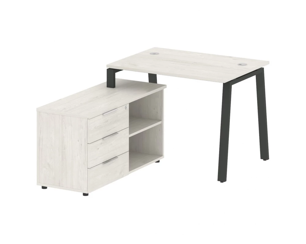 Рабочая станция на А-образном м/к с опорной тумбой левая 110x152x75 Metal System