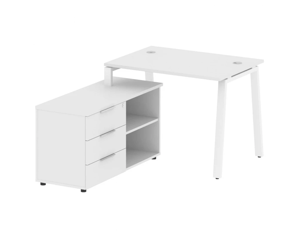 Рабочая станция на А-образном м/к с опорной тумбой левая 110x152x75 Metal System