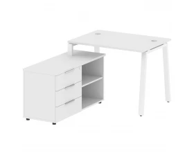 Рабочая станция на А-образном м/к с опорной тумбой левая 110x152x75 Metal System images