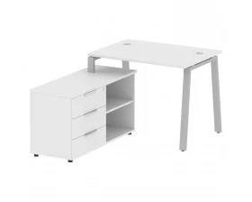 Рабочая станция на А-образном м/к с опорной тумбой левая 110x152x75 Metal System images