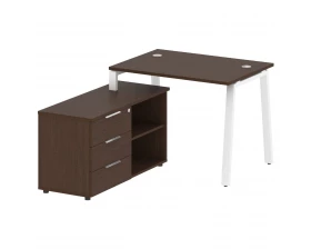 Рабочая станция на А-образном м/к с опорной тумбой левая 110x152x75 Metal System images