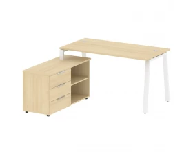 Рабочая станция на А-образном м/к с опорной тумбой левая 150x152x75 Metal System images