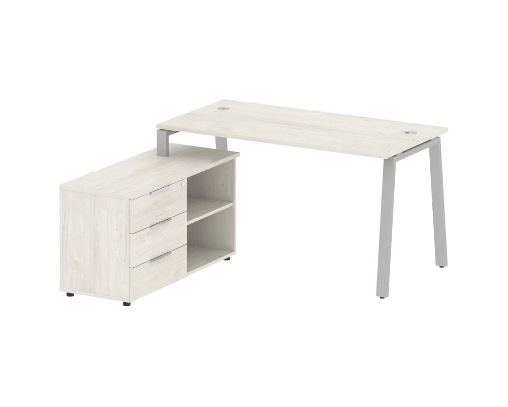 Рабочая станция на А-образном м/к с опорной тумбой левая 150x152x75 Metal System