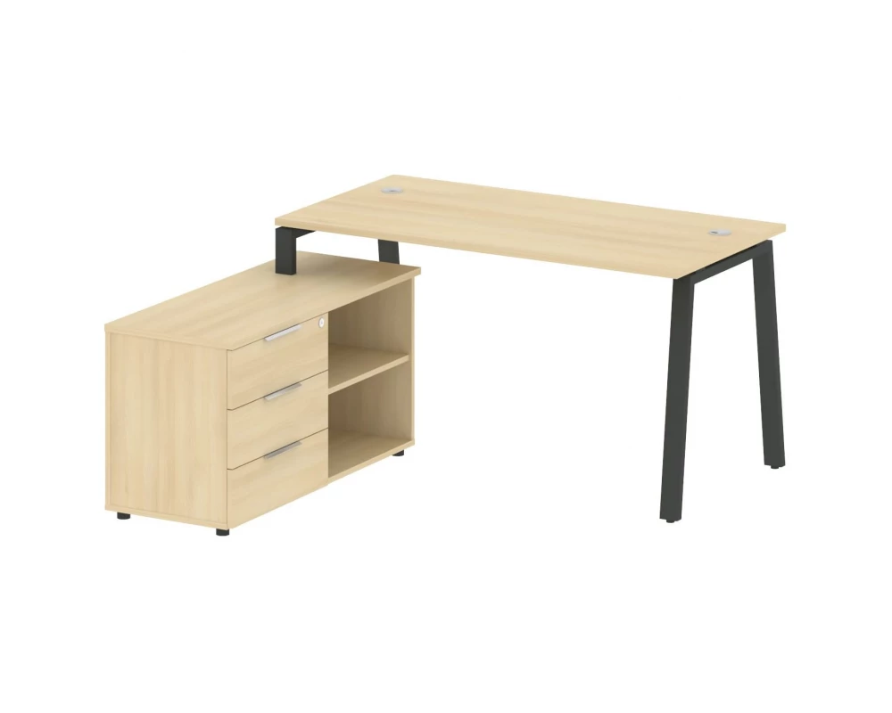 Рабочая станция на А-образном м/к с опорной тумбой левая 150x152x75 Metal System