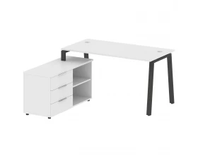 Рабочая станция на А-образном м/к с опорной тумбой левая 150x152x75 Metal System images