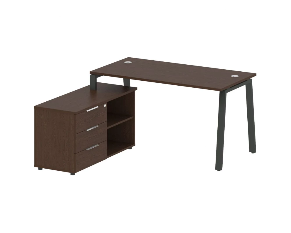 Рабочая станция на А-образном м/к с опорной тумбой левая 150x152x75 Metal System