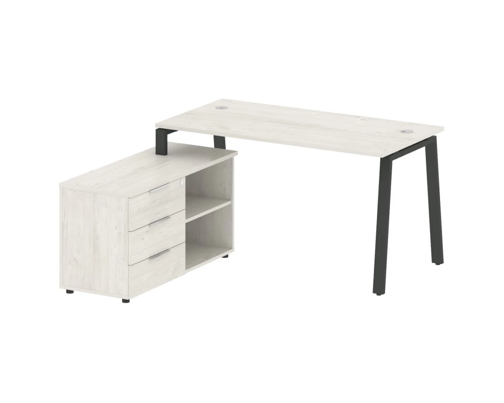 Рабочая станция на А-образном м/к с опорной тумбой левая 150x152x75 Metal System