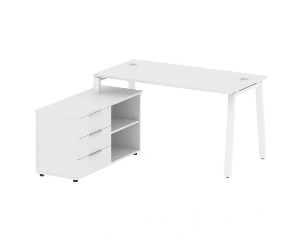 Рабочая станция на А-образном м/к с опорной тумбой левая 150x152x75 Metal System