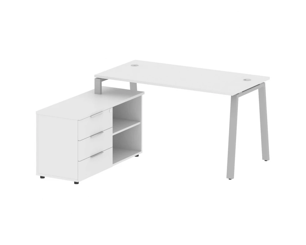 Рабочая станция на А-образном м/к с опорной тумбой левая 150x152x75 Metal System