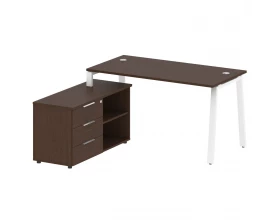 Рабочая станция на А-образном м/к с опорной тумбой левая 150x152x75 Metal System images