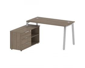 Рабочая станция на А-образном м/к с опорной тумбой левая 150x152x75 Metal System images