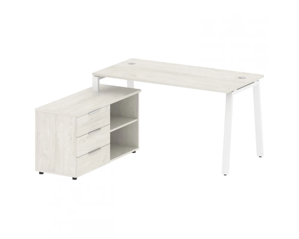 Рабочая станция на А-образном м/к с опорной тумбой левая 150x152x75 Metal System