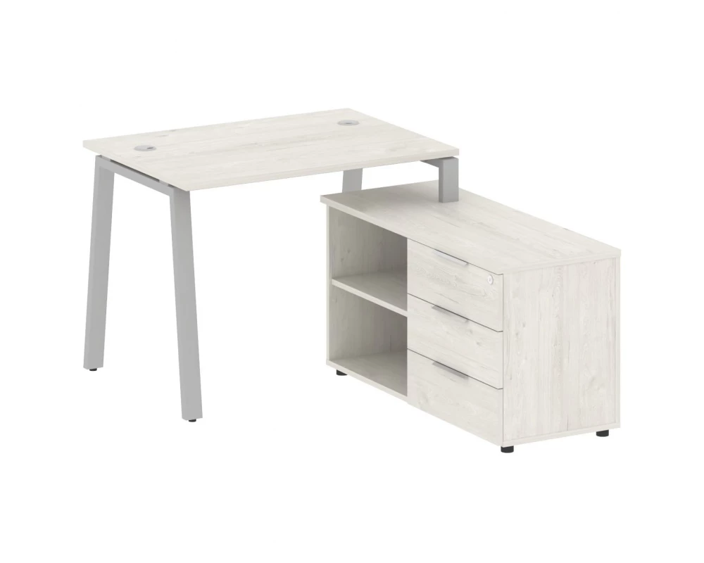 Рабочая станция на А-образном м/к с опорной тумбой правая 110x152x75 Metal System