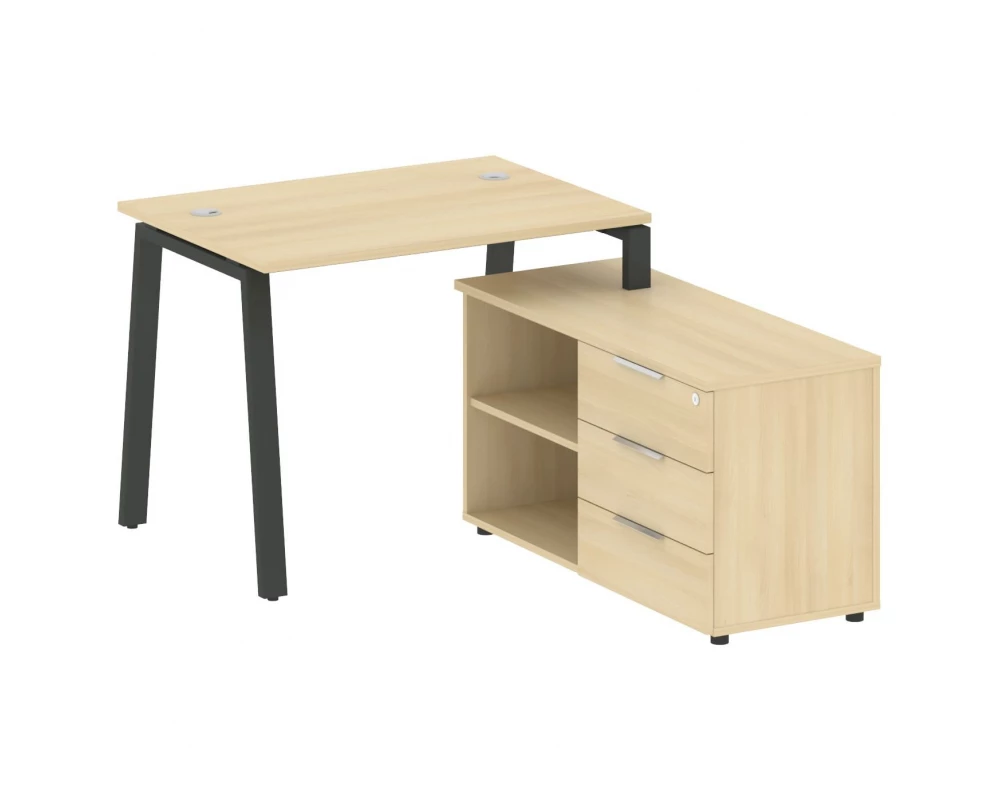 Рабочая станция на А-образном м/к с опорной тумбой правая 110x152x75 Metal System