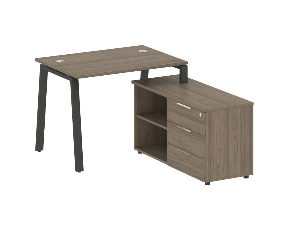 Рабочая станция на А-образном м/к с опорной тумбой правая 110x152x75 Metal System