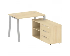 Рабочая станция на А-образном м/к с опорной тумбой правая 110x152x75 Metal System images