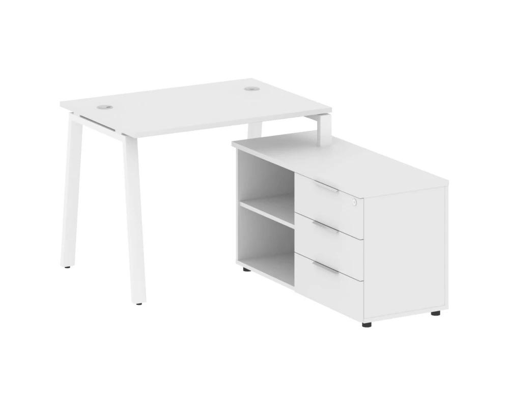 Рабочая станция на А-образном м/к с опорной тумбой правая 110x152x75 Metal System