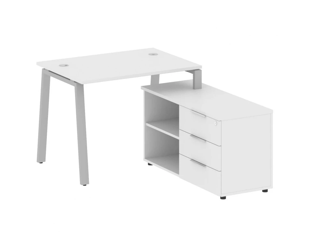 Рабочая станция на А-образном м/к с опорной тумбой правая 110x152x75 Metal System