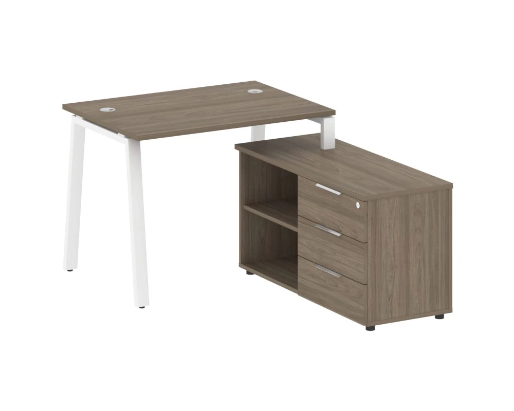 Рабочая станция на А-образном м/к с опорной тумбой правая 110x152x75 Metal System