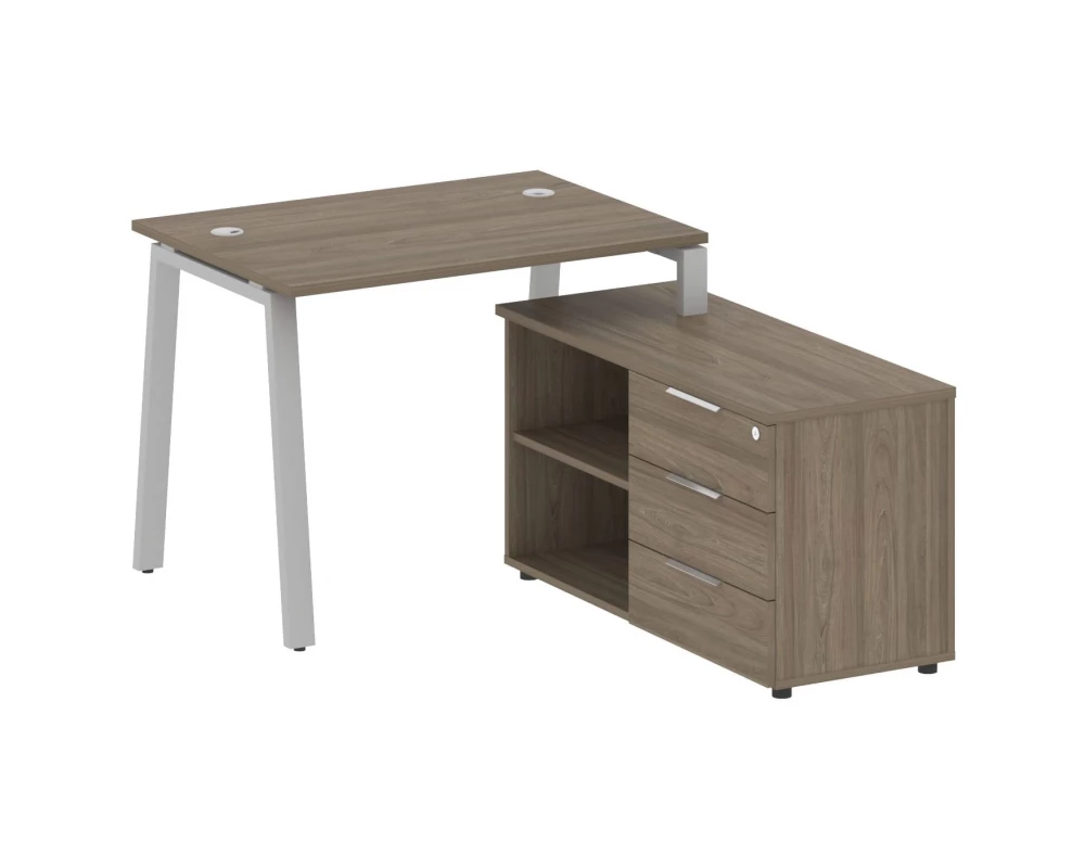 Рабочая станция на А-образном м/к с опорной тумбой правая 110x152x75 Metal System