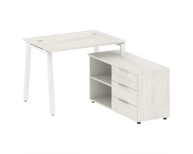 Рабочая станция на А-образном м/к с опорной тумбой правая 110x152x75 Metal System images