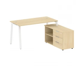 Рабочая станция на А-образном м/к с опорной тумбой правая 150x152x75 Metal System images