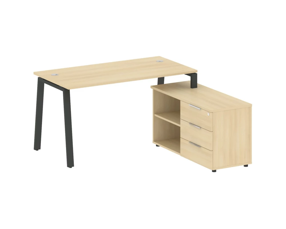 Рабочая станция на А-образном м/к с опорной тумбой правая 150x152x75 Metal System