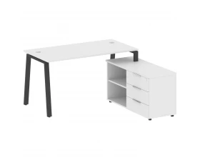 Рабочая станция на А-образном м/к с опорной тумбой правая 150x152x75 Metal System images