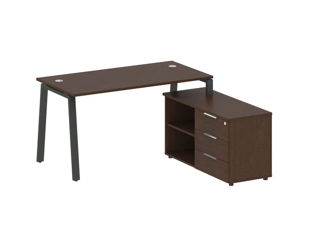 Рабочая станция на А-образном м/к с опорной тумбой правая 150x152x75 Metal System