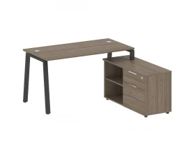 Рабочая станция на А-образном м/к с опорной тумбой правая 150x152x75 Metal System images