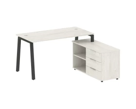 Рабочая станция на А-образном м/к с опорной тумбой правая 150x152x75 Metal System images