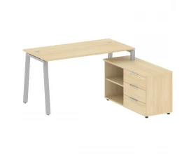 Рабочая станция на А-образном м/к с опорной тумбой правая 150x152x75 Metal System images