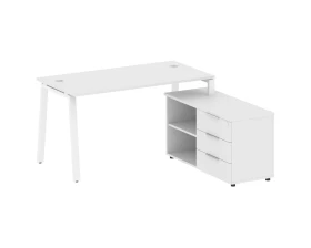 Рабочая станция на А-образном м/к с опорной тумбой правая 150x152x75 Metal System images